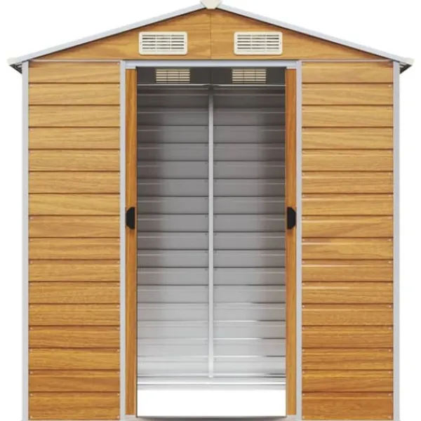 Skure, Garager & Carports^The Living Store haveskur 191x130x198 cm galvaniseret stål lysebrun - Skure & Redskabsskure