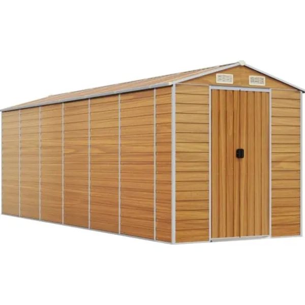 Best The Living Store haveskur 191x555x198 cm galvaniseret stål lysebrun - Skure & Redskabsskure Skure, Garager & Carports