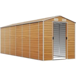 Best The Living Store haveskur 191x555x198 cm galvaniseret stål lysebrun - Skure & Redskabsskure Skure, Garager & Carports