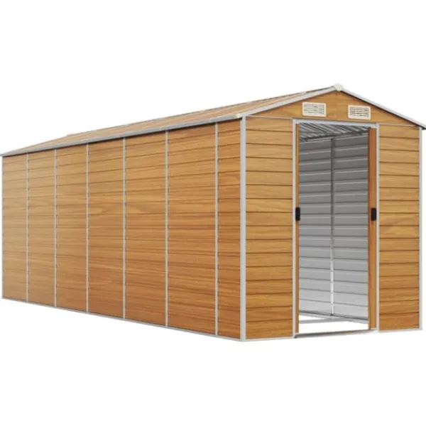 Best The Living Store haveskur 191x555x198 cm galvaniseret stål lysebrun - Skure & Redskabsskure Skure, Garager & Carports
