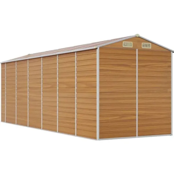 Best The Living Store haveskur 191x555x198 cm galvaniseret stål lysebrun - Skure & Redskabsskure Skure, Garager & Carports