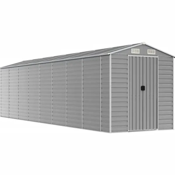 Online The Living Store haveskur 191x725x198 cm galvaniseret stål lysegrå - Skure & Redskabsskure Skure, Garager & Carports
