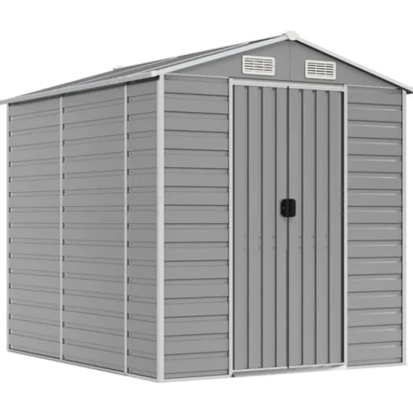 Discount The Living Store haveskur 191x215x198 cm galvaniseret stål lysegrå - Skure & Redskabsskure Skure, Garager & Carports