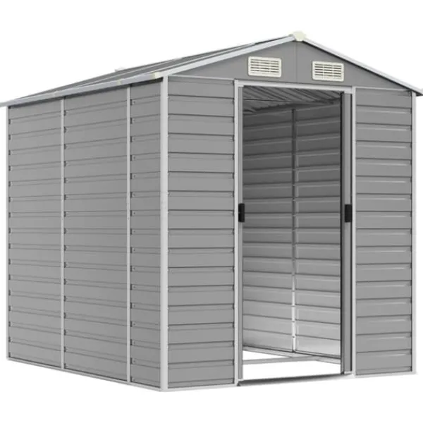 Discount The Living Store haveskur 191x215x198 cm galvaniseret stål lysegrå - Skure & Redskabsskure Skure, Garager & Carports