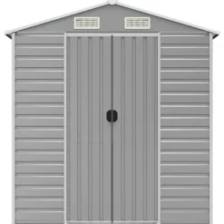 Discount The Living Store haveskur 191x215x198 cm galvaniseret stål lysegrå - Skure & Redskabsskure Skure, Garager & Carports