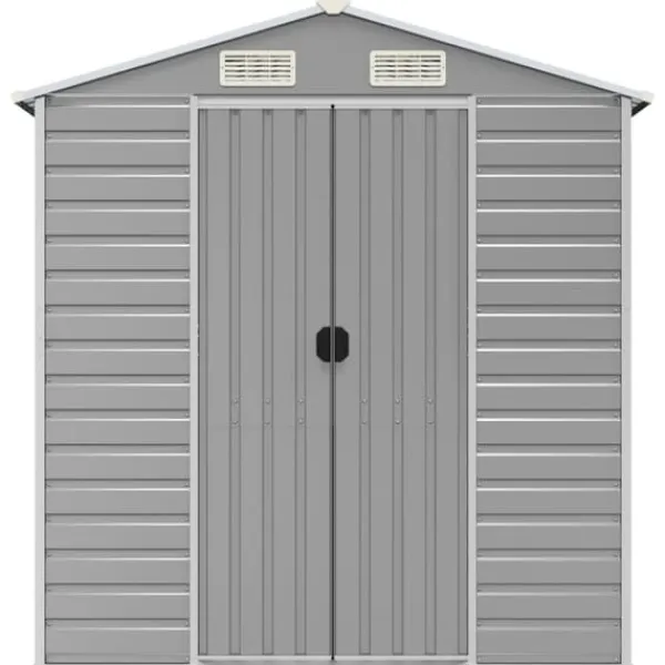 Discount The Living Store haveskur 191x215x198 cm galvaniseret stål lysegrå - Skure & Redskabsskure Skure, Garager & Carports