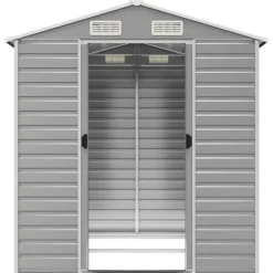 Discount The Living Store haveskur 191x215x198 cm galvaniseret stål lysegrå - Skure & Redskabsskure Skure, Garager & Carports