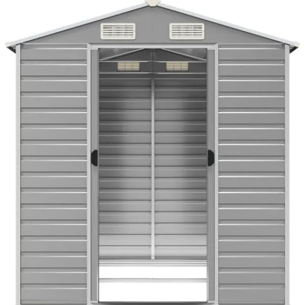 Discount The Living Store haveskur 191x215x198 cm galvaniseret stål lysegrå - Skure & Redskabsskure Skure, Garager & Carports