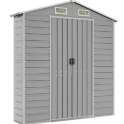 Discount The Living Store haveskur 191x215x198 cm galvaniseret stål lysegrå - Skure & Redskabsskure Skure, Garager & Carports