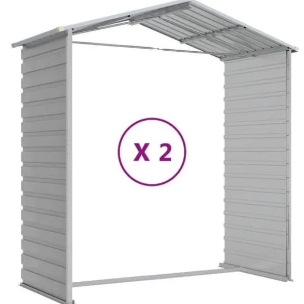 Discount The Living Store haveskur 191x215x198 cm galvaniseret stål lysegrå - Skure & Redskabsskure Skure, Garager & Carports