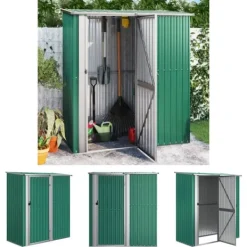 New The Living Store haveskur 180,5x97x209,5 galvaniseret stål grøn - Skure & Redskabsskure Skure, Garager & Carports