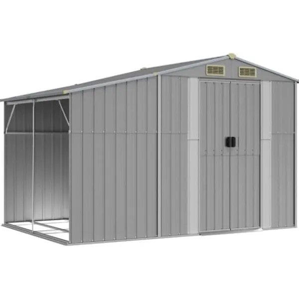 Best The Living Store haveskur 277x192,5x179 cm galvaniseret stål grå - Skure & Redskabsskure Skure, Garager & Carports