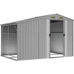 Best The Living Store haveskur 277x192,5x179 cm galvaniseret stål grå - Skure & Redskabsskure Skure, Garager & Carports