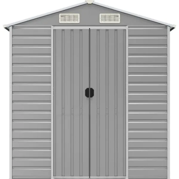 Skure, Garager & Carports^The Living Store haveskur 191x980x198 cm galvaniseret stål lysegrå - Skure & Redskabsskure