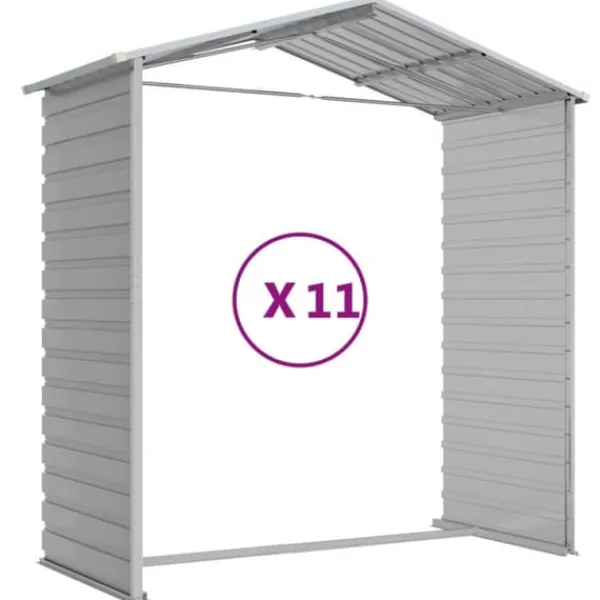 Skure, Garager & Carports^The Living Store haveskur 191x980x198 cm galvaniseret stål lysegrå - Skure & Redskabsskure