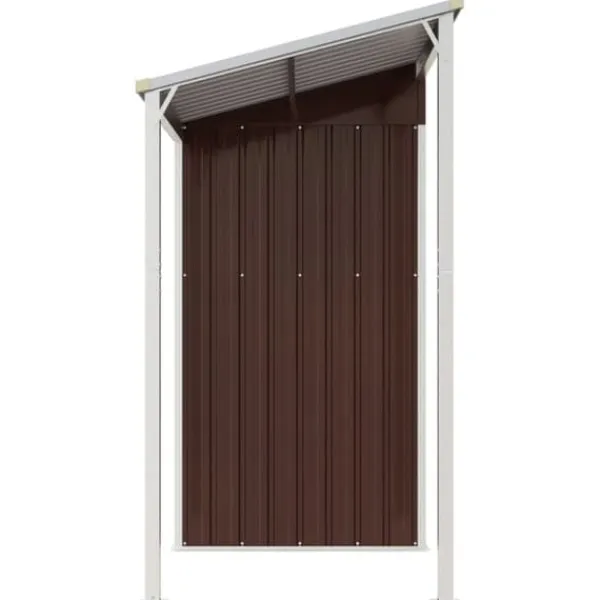 Clearance The Living Store haveskur med udvidet tag 277x110,5x181 cm stål brun - Skure & Redskabsskure Skure, Garager & Carports