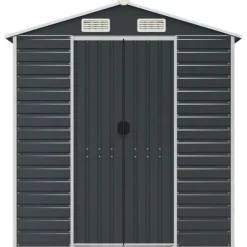 Clearance The Living Store haveskur 191x470x198 cm galvaniseret stål antracitgrå - Skure & Redskabsskure Skure, Garager & Carports