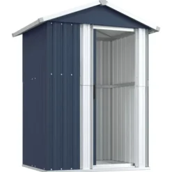 Skure, Garager & Carports^The Living Store haveskur 126x97,5x177 cm galvaniseret stål antracitgrå - Skure & Redskabsskure
