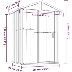 Skure, Garager & Carports^The Living Store haveskur 126x97,5x177 cm galvaniseret stål antracitgrå - Skure & Redskabsskure