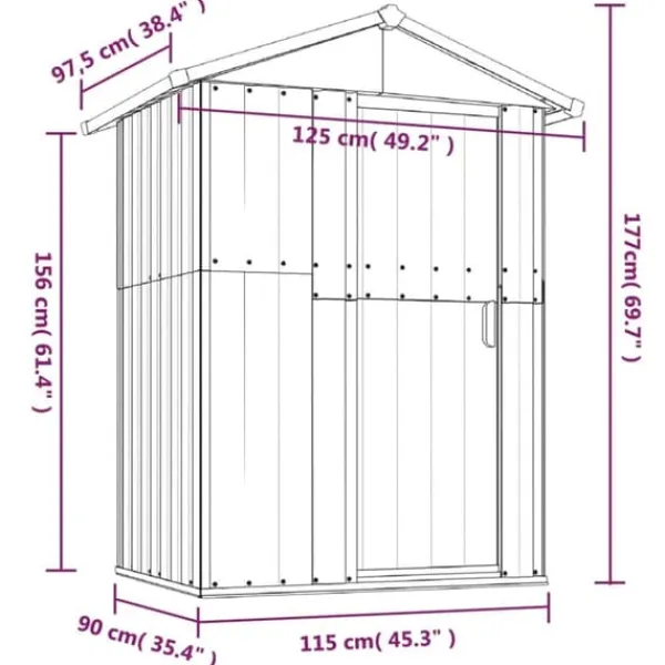 Skure, Garager & Carports^The Living Store haveskur 126x97,5x177 cm galvaniseret stål antracitgrå - Skure & Redskabsskure
