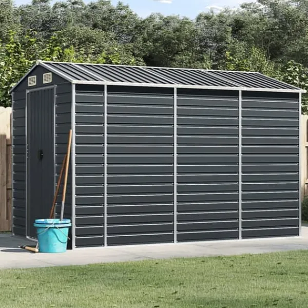 Skure, Garager & Carports^The Living Store haveskur 191x300x198 cm galvaniseret stål antracitgrå - Skure & Redskabsskure