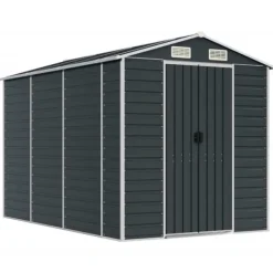 Skure, Garager & Carports^The Living Store haveskur 191x300x198 cm galvaniseret stål antracitgrå - Skure & Redskabsskure