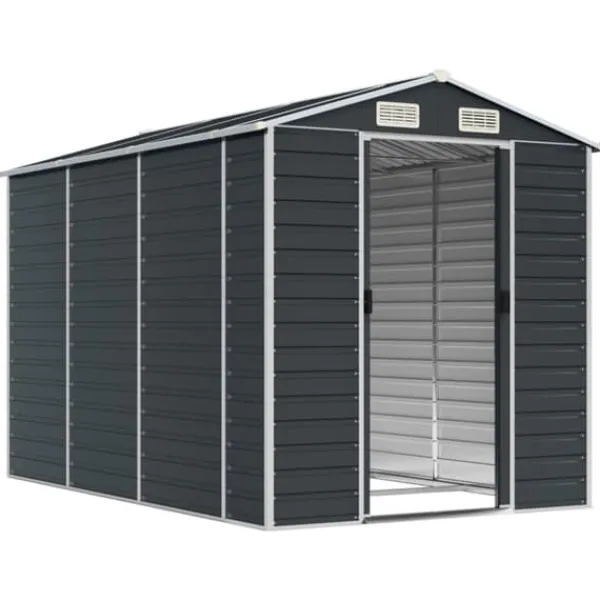 Skure, Garager & Carports^The Living Store haveskur 191x300x198 cm galvaniseret stål antracitgrå - Skure & Redskabsskure