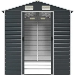 Skure, Garager & Carports^The Living Store haveskur 191x300x198 cm galvaniseret stål antracitgrå - Skure & Redskabsskure