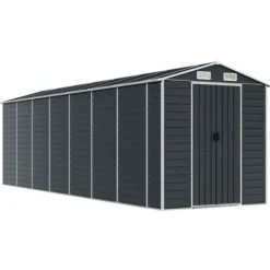 The Living Store haveskur 191x640x198 cm galvaniseret stål antracitgrå - Skure & Redskabsskure Skure, Garager & Carports