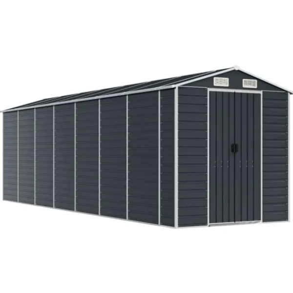The Living Store haveskur 191x640x198 cm galvaniseret stål antracitgrå - Skure & Redskabsskure Skure, Garager & Carports