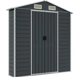 The Living Store haveskur 191x640x198 cm galvaniseret stål antracitgrå - Skure & Redskabsskure Skure, Garager & Carports