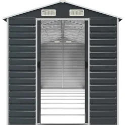 Skure, Garager & Carports^The Living Store haveskur 191x725x198 cm galvaniseret stål antracitgrå - Skure & Redskabsskure