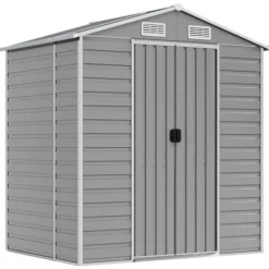 Sale The Living Store haveskur 191x130x198 cm galvaniseret stål lysegrå - Skure & Redskabsskure Skure, Garager & Carports