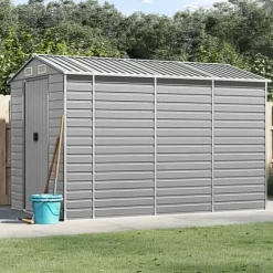 Skure, Garager & Carports^The Living Store haveskur 191x300x198 cm galvaniseret stål lysegrå - Skure & Redskabsskure