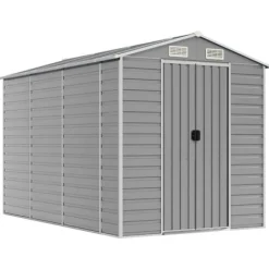 Skure, Garager & Carports^The Living Store haveskur 191x300x198 cm galvaniseret stål lysegrå - Skure & Redskabsskure