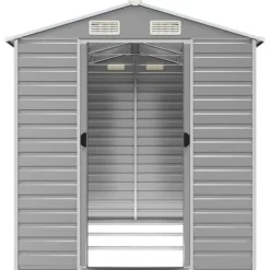 Skure, Garager & Carports^The Living Store haveskur 191x300x198 cm galvaniseret stål lysegrå - Skure & Redskabsskure
