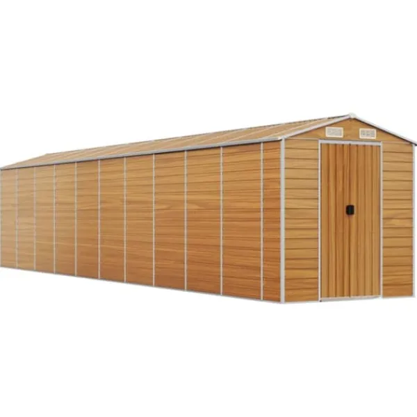 Best The Living Store haveskur 191x895x198 cm galvaniseret stål lysebrun - Skure & Redskabsskure Skure, Garager & Carports