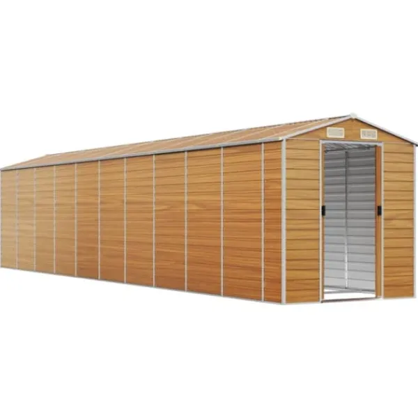 Best The Living Store haveskur 191x895x198 cm galvaniseret stål lysebrun - Skure & Redskabsskure Skure, Garager & Carports