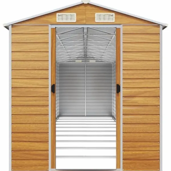 Best The Living Store haveskur 191x895x198 cm galvaniseret stål lysebrun - Skure & Redskabsskure Skure, Garager & Carports