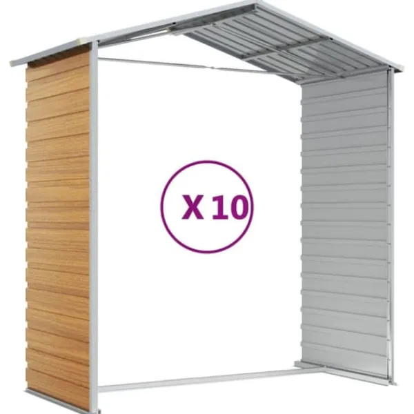 Best The Living Store haveskur 191x895x198 cm galvaniseret stål lysebrun - Skure & Redskabsskure Skure, Garager & Carports