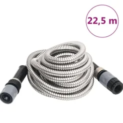 Discount The Living Store haveslange med sprøjtedyse 0,6" 22,5 m rustfrit stål sølvfarvet - Haveslanger Vanding