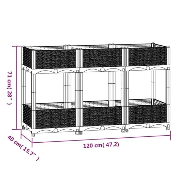 Krukker & Plantebeholdere^The Living Store højbed 120x40x71 cm polypropylen - Plantekrukker