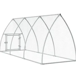 The Living Store hønsehus 300x105x120 cm galvaniseret stål sølvfarvet - Huse & bure til små dyr Drivhus