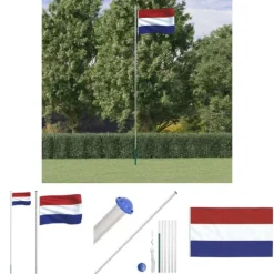 Flag & Vindposer^The Living Store Holland flag og flagstang 6,23 m aluminium - Flag & vimpler