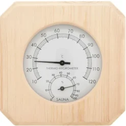 Outlet The Living Store 2-i-1 saunasæt hygrometer og timeglas massivt fyrretræ - Saunatilbehør Sauna