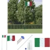 Best The Living Store Italien flag og flagstang 6,23 m aluminium - Flag & vimpler Flag & Vindposer