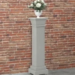 Sale The Living Store klassisk plantestativ 17x17x66 cm MDF firkantet grå - Planteborde Plantestativer