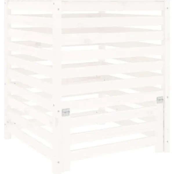 Outlet The Living Store kompostbeholder 82,5x82,5x99,5 cm massivt fyrretræ hvid - Kompostbeholdere Kompostering