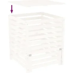 Outlet The Living Store kompostbeholder 82,5x82,5x99,5 cm massivt fyrretræ hvid - Kompostbeholdere Kompostering