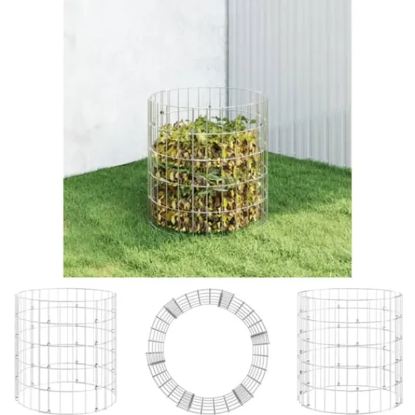 New The Living Store kompostbeholder Ø50x50 cm galvaniseret stål - Kompostbeholdere Kompostering